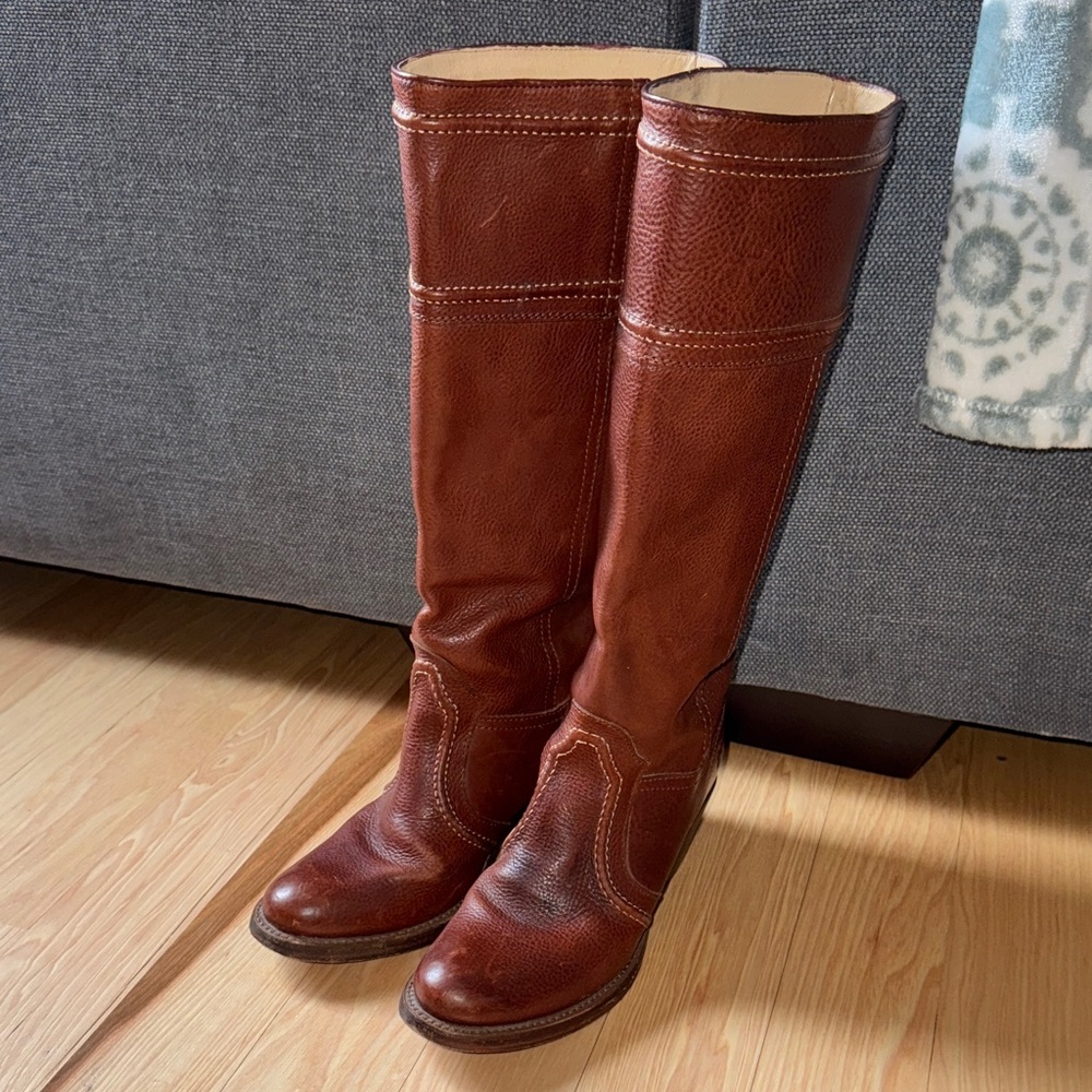 Frye Brown Leather Heeled Boots - Picture 2 of 6